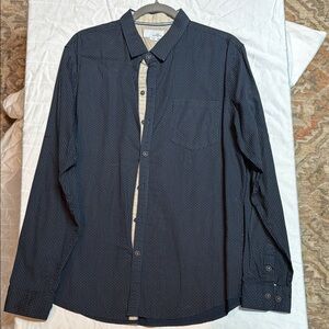Blue Casual Button Down Shirt with Textured Fabric